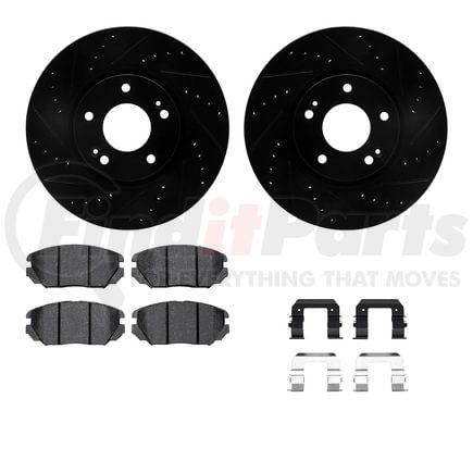 Dynamic Friction Company 8612-03001 Rotors-Drilled & Slotted-Black w/ 5000 Euro Ceramic Brake Pads Incl Hdw