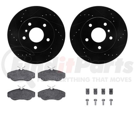 Dynamic Friction Company 8612-11002 Rotors-Drilled & Slotted-Black w/ 5000 Euro Ceramic Brake Pads Incl Hdw