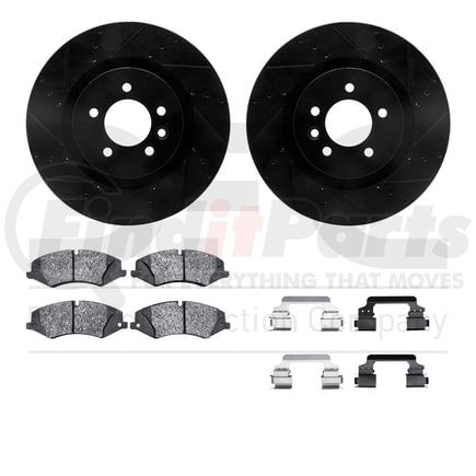 Dynamic Friction Company 8612-11009 Rotors-Drilled & Slotted-Black w/ 5000 Euro Ceramic Brake Pads Incl Hdw