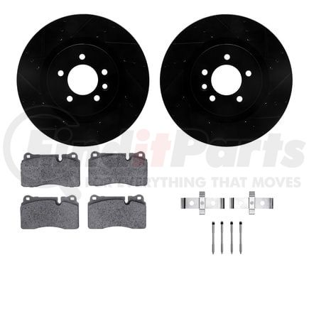 Dynamic Friction Company 8612-11008 Rotors-Drilled & Slotted-Black w/ 5000 Euro Ceramic Brake Pads Incl Hdw