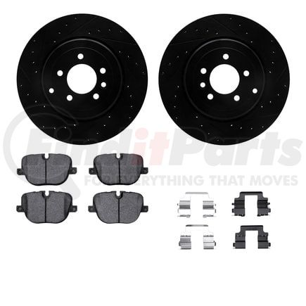 Dynamic Friction Company 8612-11019 Rotors-Drilled & Slotted-Black w/ 5000 Euro Ceramic Brake Pads Incl Hdw