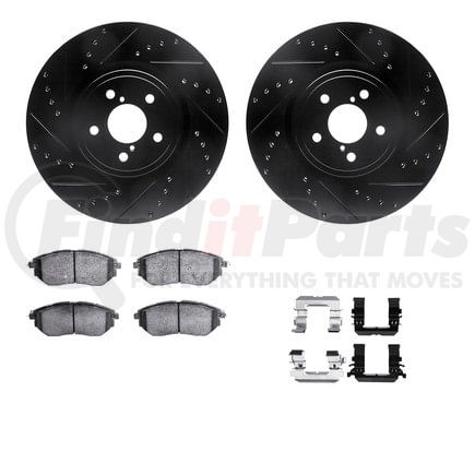 Dynamic Friction Company 8612-13006 Rotors-Drilled & Slotted-Black w/ 5000 Euro Ceramic Brake Pads Incl Hdw