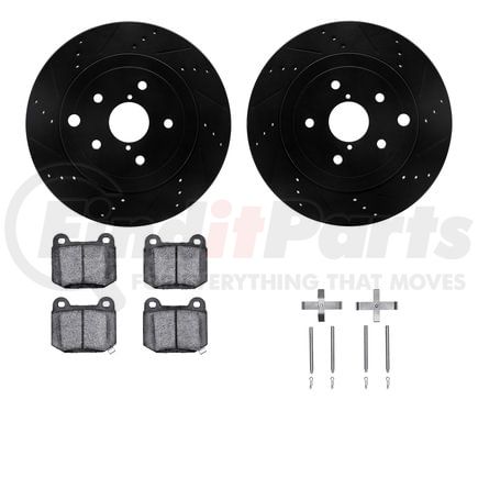 Dynamic Friction Company 8612-13007 Rotors-Drilled & Slotted-Black w/ 5000 Euro Ceramic Brake Pads Incl Hdw