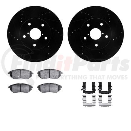 Dynamic Friction Company 8612-13008 Rotors-Drilled & Slotted-Black w/ 5000 Euro Ceramic Brake Pads Incl Hdw