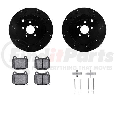 Dynamic Friction Company 8612-13013 Rotors-Drilled & Slotted-Black w/ 5000 Euro Ceramic Brake Pads Incl Hdw