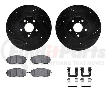 Dynamic Friction Company 8612-13011 Rotors-Drilled & Slotted-Black w/ 5000 Euro Ceramic Brake Pads Incl Hdw