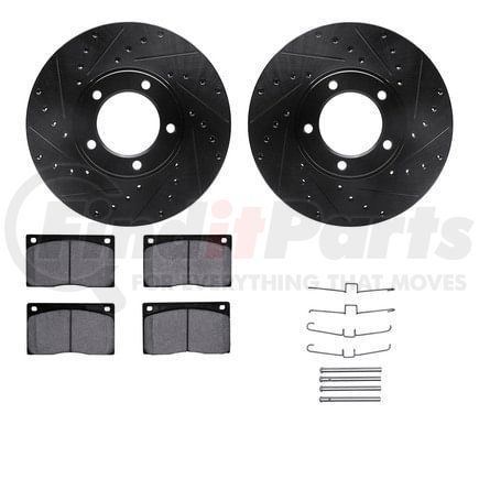 Dynamic Friction Company 8612-20001 Rotors-Drilled & Slotted-Black w/ 5000 Euro Ceramic Brake Pads Incl Hdw