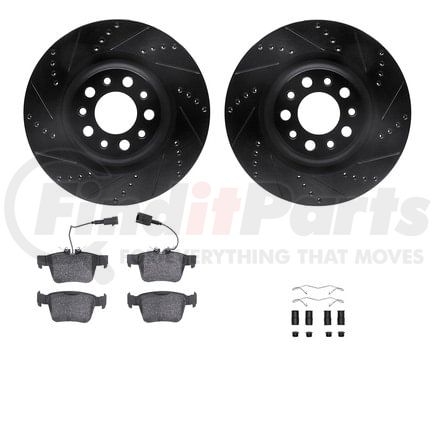 Dynamic Friction Company 8612-16006 Rotors-Drilled & Slotted-Black w/ 5000 Euro Ceramic Brake Pads Incl Hdw
