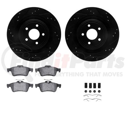 Dynamic Friction Company 8612-20011 Rotors-Drilled & Slotted-Black w/ 5000 Euro Ceramic Brake Pads Incl Hdw