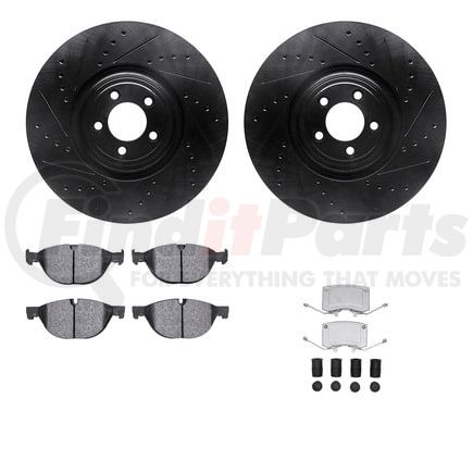 Dynamic Friction Company 8612-20018 Rotors-Drilled & Slotted-Black w/ 5000 Euro Ceramic Brake Pads Incl Hdw