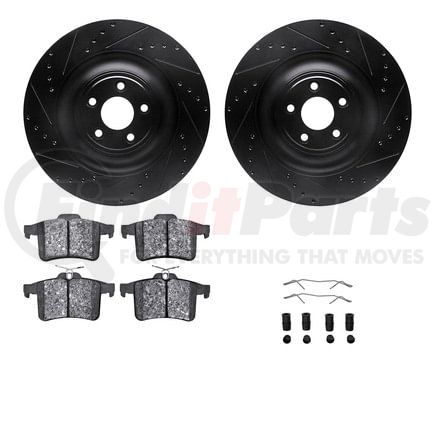 Dynamic Friction Company 8612-20020 Rotors-Drilled & Slotted-Black w/ 5000 Euro Ceramic Brake Pads Incl Hdw