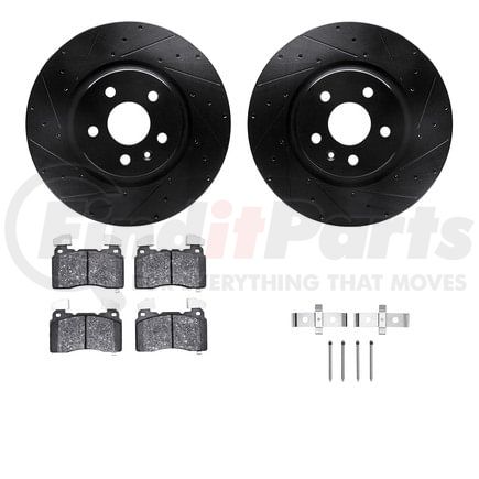 Dynamic Friction Company 8612-26002 Rotors-Drilled & Slotted-Black w/ 5000 Euro Ceramic Brake Pads Incl Hdw