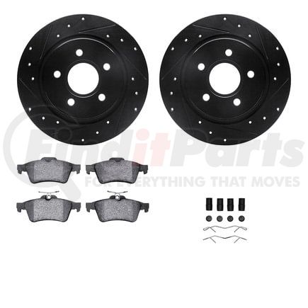 Dynamic Friction Company 8612-27035 Rotors-Drilled & Slotted-Black w/ 5000 Euro Ceramic Brake Pads Incl Hdw