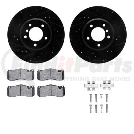 Dynamic Friction Company 8612-31074 Rotors-Drilled & Slotted-Black w/ 5000 Euro Ceramic Brake Pads Incl Hdw