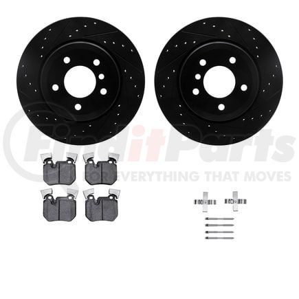 Dynamic Friction Company 8612-31078 Rotors-Drilled & Slotted-Black w/ 5000 Euro Ceramic Brake Pads Incl Hdw