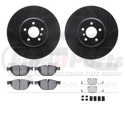 Dynamic Friction Company 8612-31079 Rotors-Drilled & Slotted-Black w/ 5000 Euro Ceramic Brake Pads Incl Hdw