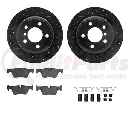 Dynamic Friction Company 8612-31101 Rotors-Drilled & Slotted-Black w/ 5000 Euro Ceramic Brake Pads Incl Hdw