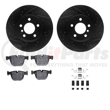 Dynamic Friction Company 8612-31111 Rotors-Drilled & Slotted-Black w/ 5000 Euro Ceramic Brake Pads Incl Hdw