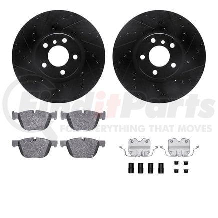 Dynamic Friction Company 8612-31112 Rotors-Drilled & Slotted-Black w/ 5000 Euro Ceramic Brake Pads Incl Hdw