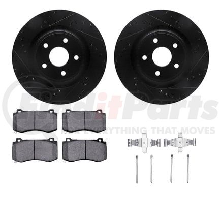 Dynamic Friction Company 8612-42000 Rotors-Drilled & Slotted-Black w/ 5000 Euro Ceramic Brake Pads Incl Hdw