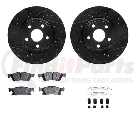 Dynamic Friction Company 8612-42003 Rotors-Drilled & Slotted-Black w/ 5000 Euro Ceramic Brake Pads Incl Hdw