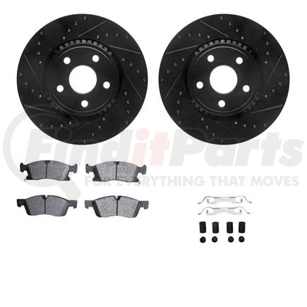Dynamic Friction Company 8612-42004 Rotors-Drilled & Slotted-Black w/ 5000 Euro Ceramic Brake Pads Incl Hdw