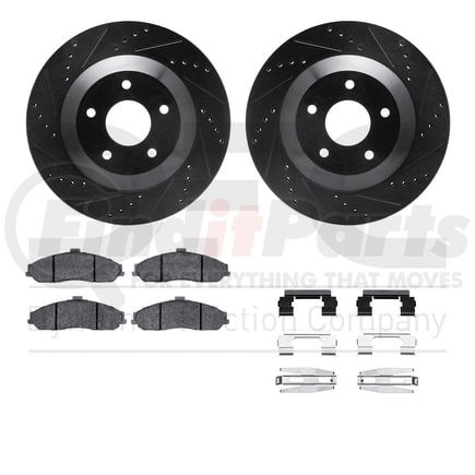 Dynamic Friction Company 8612-46002 Rotors-Drilled & Slotted-Black w/ 5000 Euro Ceramic Brake Pads Incl Hdw