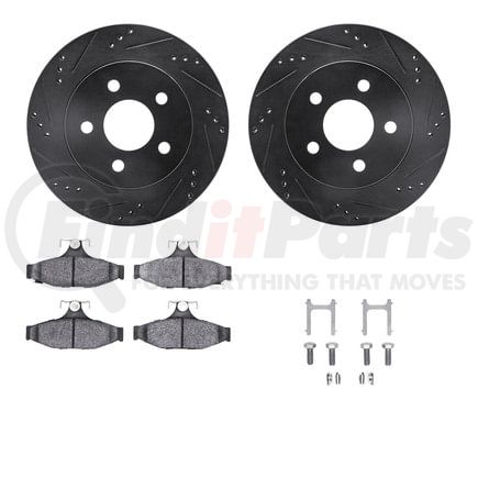 Dynamic Friction Company 8612-47001 Rotors-Drilled & Slotted-Black w/ 5000 Euro Ceramic Brake Pads Incl Hdw