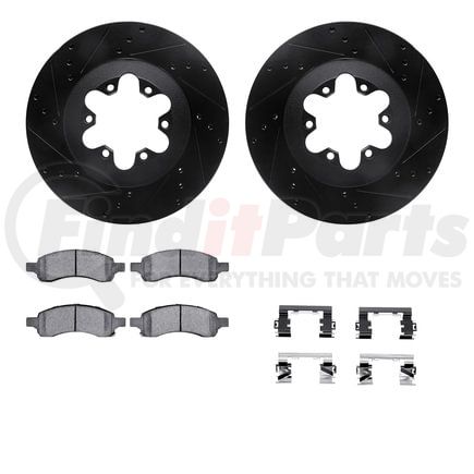 Dynamic Friction Company 8612-48007 Rotors-Drilled & Slotted-Black w/ 5000 Euro Ceramic Brake Pads Incl Hdw