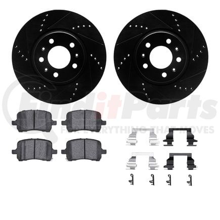 Dynamic Friction Company 8612-53001 Rotors-Drilled & Slotted-Black w/ 5000 Euro Ceramic Brake Pads Incl Hdw