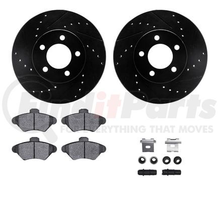 Dynamic Friction Company 8612-54002 Rotors-Drilled & Slotted-Black w/ 5000 Euro Ceramic Brake Pads Incl Hdw