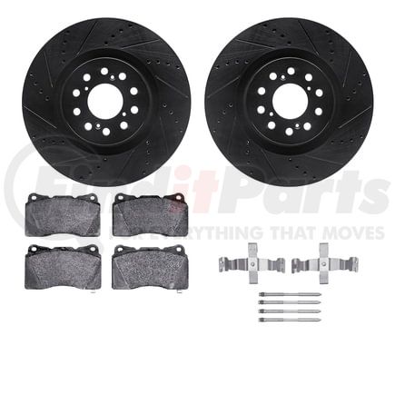 Dynamic Friction Company 8612-59007 Rotors-Drilled & Slotted-Black w/ 5000 Euro Ceramic Brake Pads Incl Hdw