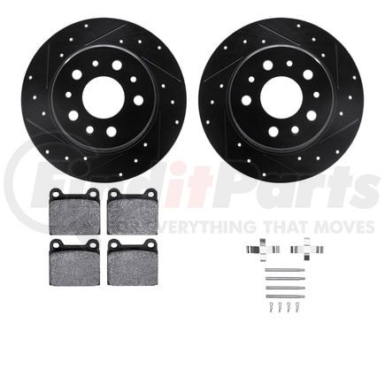 Dynamic Friction Company 8612-63007 Rotors-Drilled & Slotted-Black w/ 5000 Euro Ceramic Brake Pads Incl Hdw
