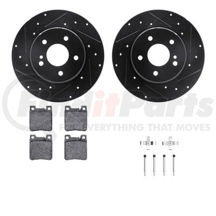 Dynamic Friction Company 8612-63050 Rotors-Drilled & Slotted-Black w/ 5000 Euro Ceramic Brake Pads Incl Hdw