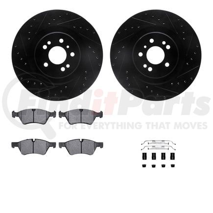 Dynamic Friction Company 8612-63082 Rotors-Drilled & Slotted-Black w/ 5000 Euro Ceramic Brake Pads Incl Hdw
