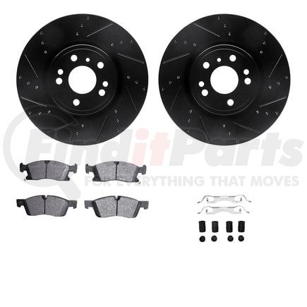 Dynamic Friction Company 8612-63087 Rotors-Drilled & Slotted-Black w/ 5000 Euro Ceramic Brake Pads Incl Hdw