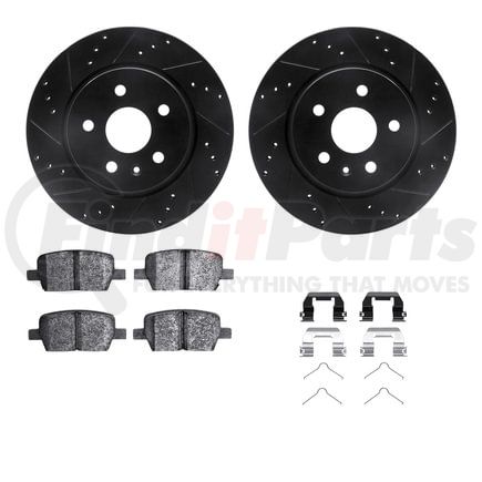 Dynamic Friction Company 8612-65018 Rotors-Drilled & Slotted-Black w/ 5000 Euro Ceramic Brake Pads Incl Hdw