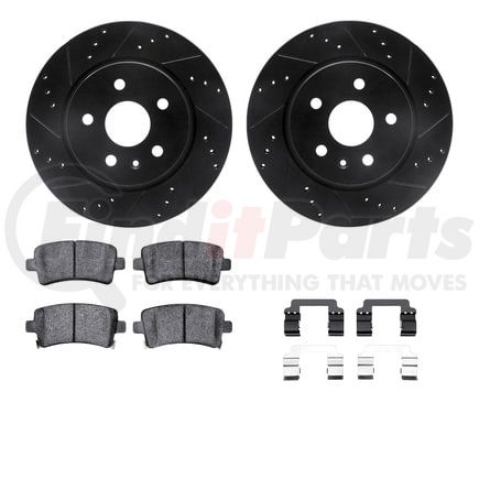 Dynamic Friction Company 8612-65017 Rotors-Drilled & Slotted-Black w/ 5000 Euro Ceramic Brake Pads Incl Hdw