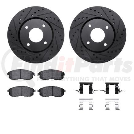 Dynamic Friction Company 8612-67004 Rotors-Drilled & Slotted-Black w/ 5000 Euro Ceramic Brake Pads Incl Hdw