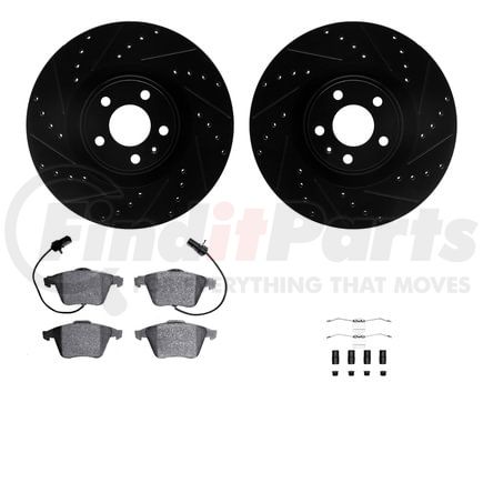 Dynamic Friction Company 8612-73028 Rotors-Drilled & Slotted-Black w/ 5000 Euro Ceramic Brake Pads Incl Hdw