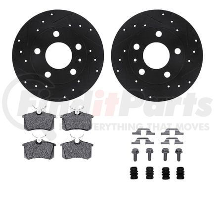 Dynamic Friction Company 8612-73040 Rotors-Drilled & Slotted-Black w/ 5000 Euro Ceramic Brake Pads Incl Hdw