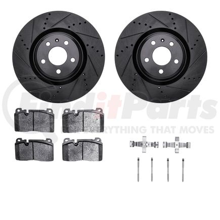 Dynamic Friction Company 8612-73059 Rotors-Drilled & Slotted-Black w/ 5000 Euro Ceramic Brake Pads Incl Hdw