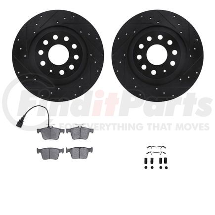 Dynamic Friction Company 8612-73062 Rotors-Drilled & Slotted-Black w/ 5000 Euro Ceramic Brake Pads Incl Hdw