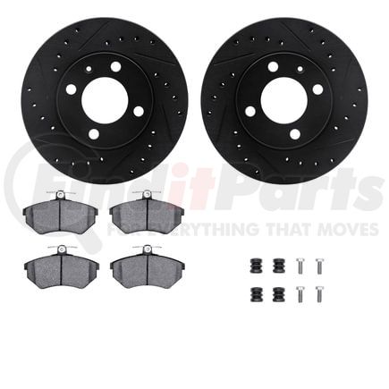 Dynamic Friction Company 8612-74003 Rotors-Drilled & Slotted-Black w/ 5000 Euro Ceramic Brake Pads Incl Hdw