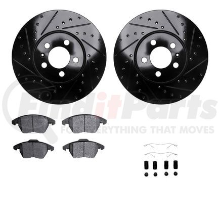 Dynamic Friction Company 8612-74025 Rotors-Drilled & Slotted-Black w/ 5000 Euro Ceramic Brake Pads Incl Hdw