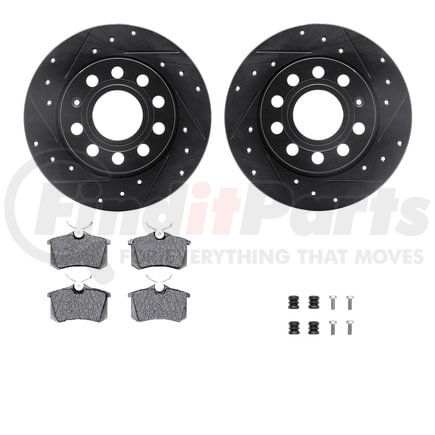 Dynamic Friction Company 8612-74044 Rotors-Drilled & Slotted-Black w/ 5000 Euro Ceramic Brake Pads Incl Hdw