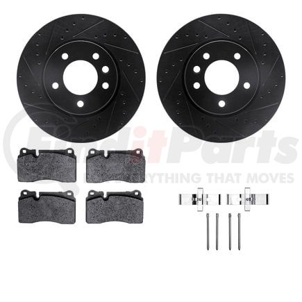 Dynamic Friction Company 8612-74049 Rotors-Drilled & Slotted-Black w/ 5000 Euro Ceramic Brake Pads Incl Hdw