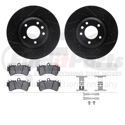 Dynamic Friction Company 8612-74050 Rotors-Drilled & Slotted-Black w/ 5000 Euro Ceramic Brake Pads Incl Hdw