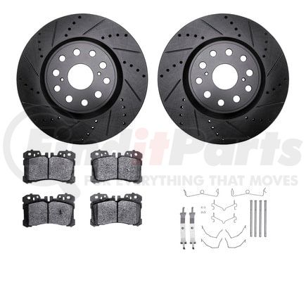 Dynamic Friction Company 8612-75001 Rotors-Drilled & Slotted-Black w/ 5000 Euro Ceramic Brake Pads Incl Hdw