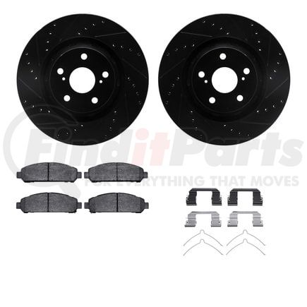 Dynamic Friction Company 8612-76002 Rotors-Drilled & Slotted-Black w/ 5000 Euro Ceramic Brake Pads Incl Hdw